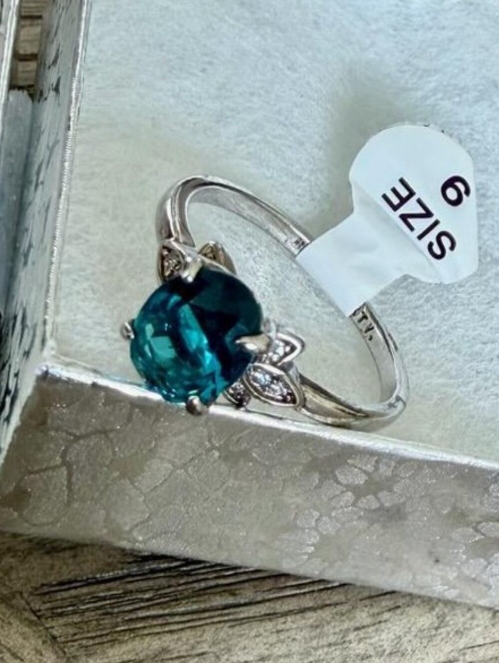 Brand New Bomb Party Teal Blue & Crystal/CZ Ring Size 9 RBP Never Worn